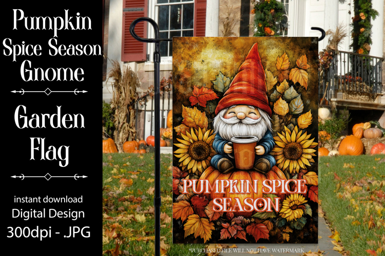 Pumpkin Spice Garden Flag, Autumn Season Gnome Garden Flag 2