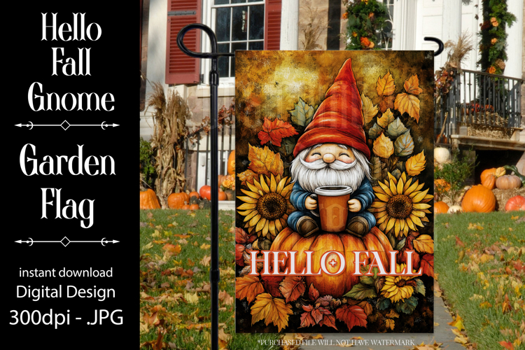 Hello Fall Garden Flag, Autumn Season Gnome Garden Flag 1