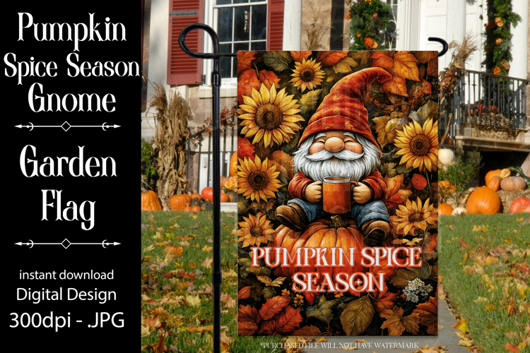 Pumpkin Spice Garden Flag, Autumn Season Gnome Garden Flag 3