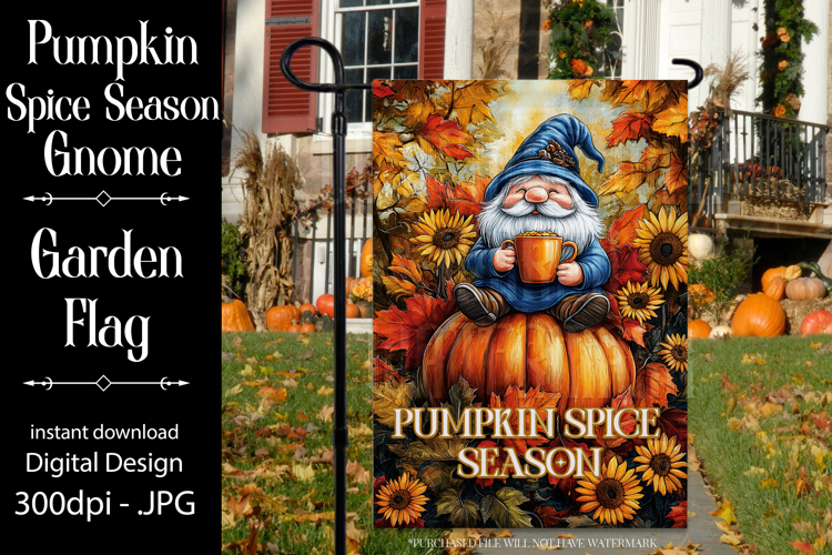 Pumpkin Spice Garden Flag, Autumn Season Gnome Garden Flag 5