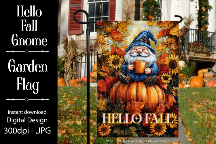 Hello Fall Garden Flag, Autumn Season Gnome Garden Flag 2