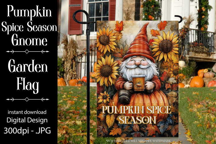 Pumpkin Spice Garden Flag, Autumn Season Gnome Garden Flag 6 example image 1