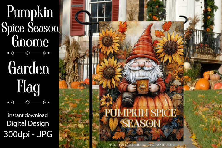 Pumpkin Spice Garden Flag, Autumn Season Gnome Garden Flag 6