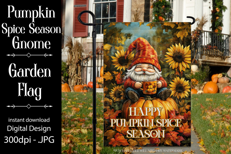 Pumpkin Spice Garden Flag, Autumn Season Gnome Garden Flag 7