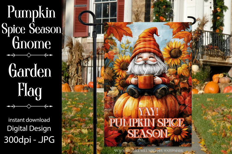 Pumpkin Spice Garden Flag, Autumn Season Gnome Garden Flag 8