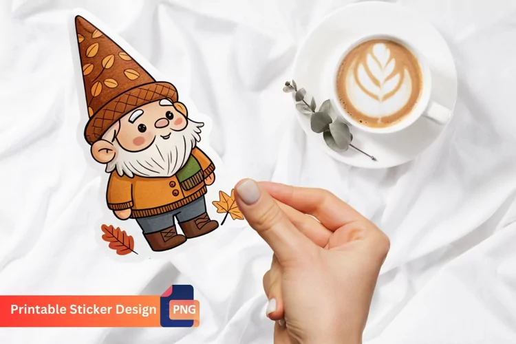 Autumn Gnome Sticker, Harvest Gnome Sticker, Autumn Decor