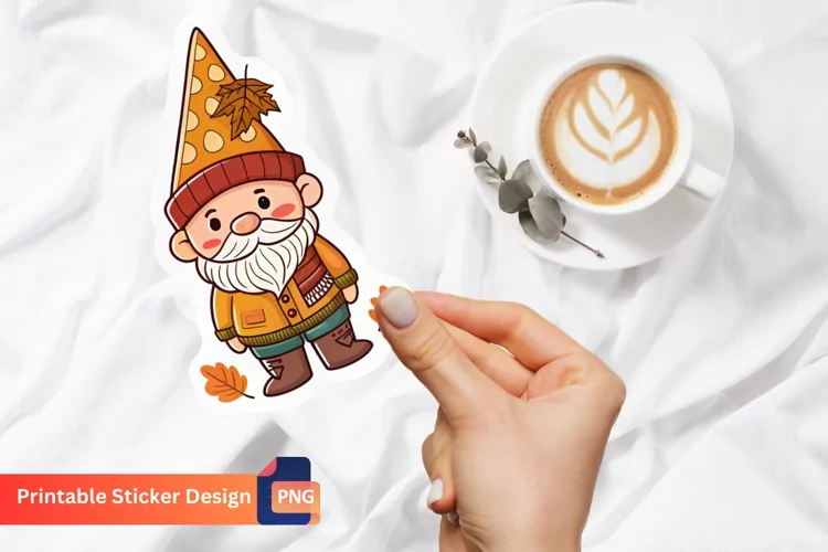 Autumn Gnome Sticker, Harvest Gnome Sticker, Autumn Decor