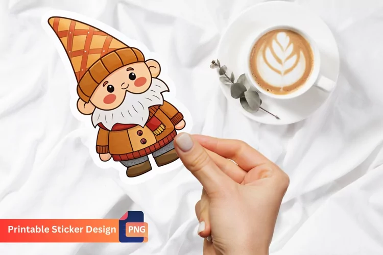 Autumn Gnome Sticker, Harvest Gnome Sticker, Autumn Decor