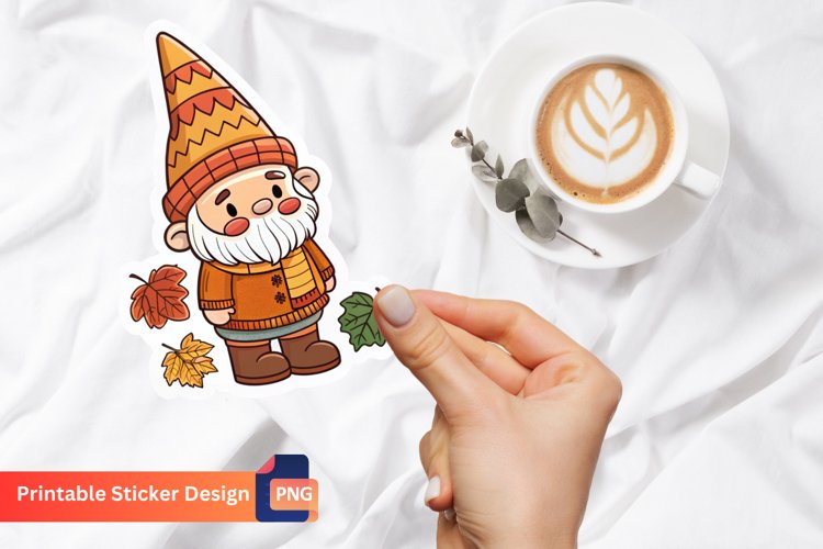 Autumn Gnome Sticker, Harvest Gnome Sticker, Autumn Decor example image 1