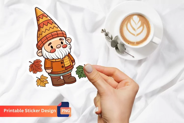 Autumn Gnome Sticker, Harvest Gnome Sticker, Autumn Decor