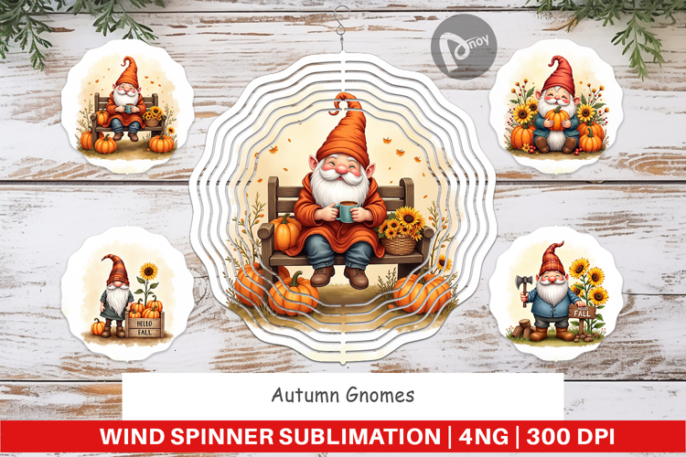 Autumn Gnomes Wind Spinner