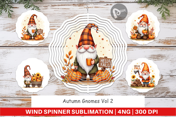 Autumn Gnomes Wind Spinner