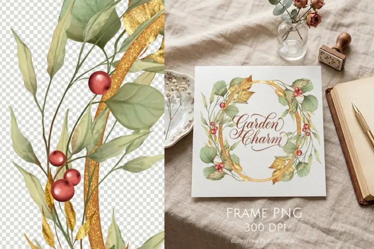 Autumn Gold Oval Frame PNG