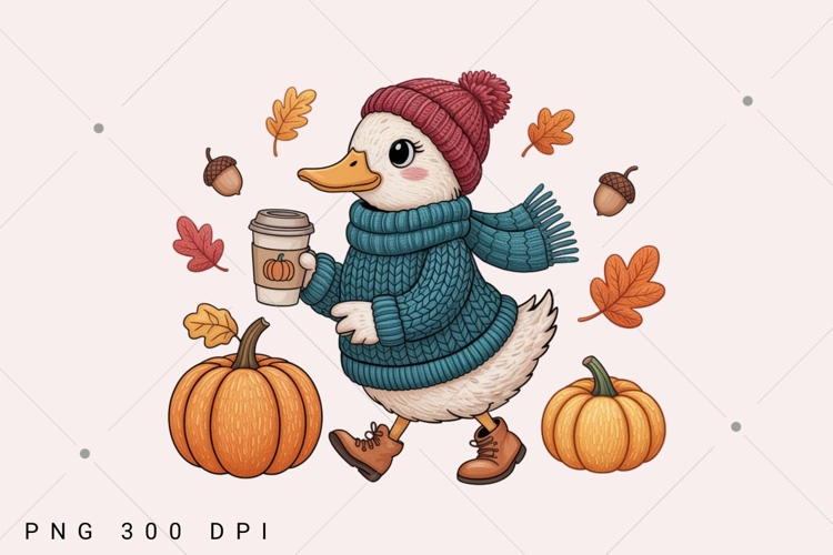 Autumn Goose PNG, Fall Coquette Png, Girly Autumn Png