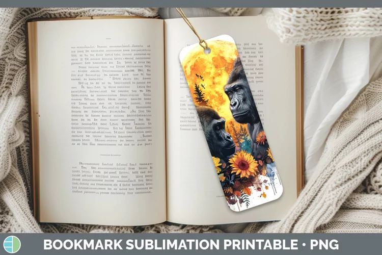 Autumn Gorilla Bookmark Sublimation Printable Designs