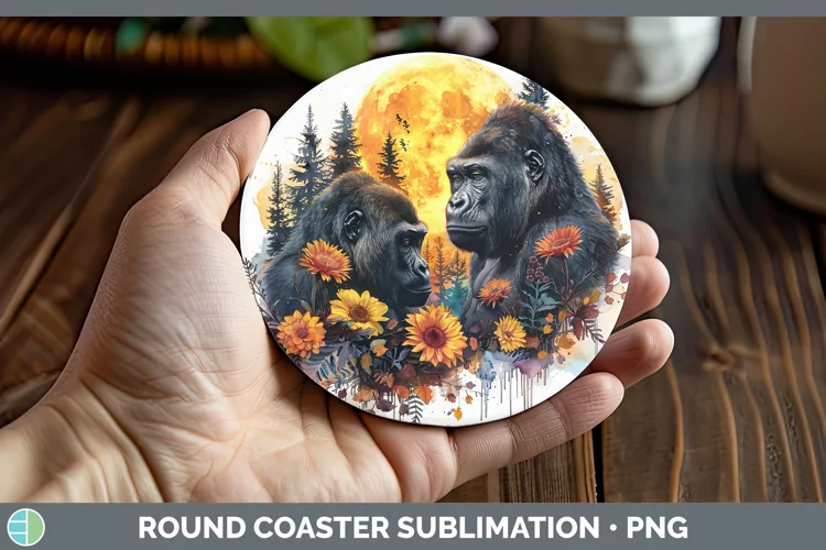 Autumn Gorilla Round Coaster Sublimation Coaster Designs