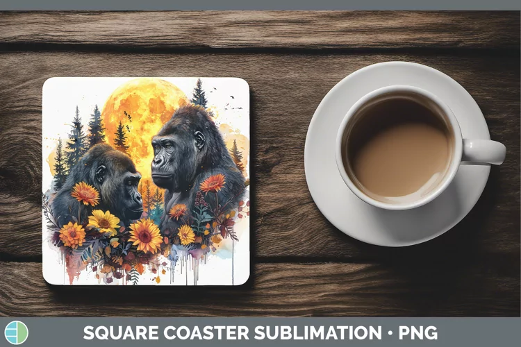 Autumn Gorilla Square Coaster Sublimation Coaster Designs