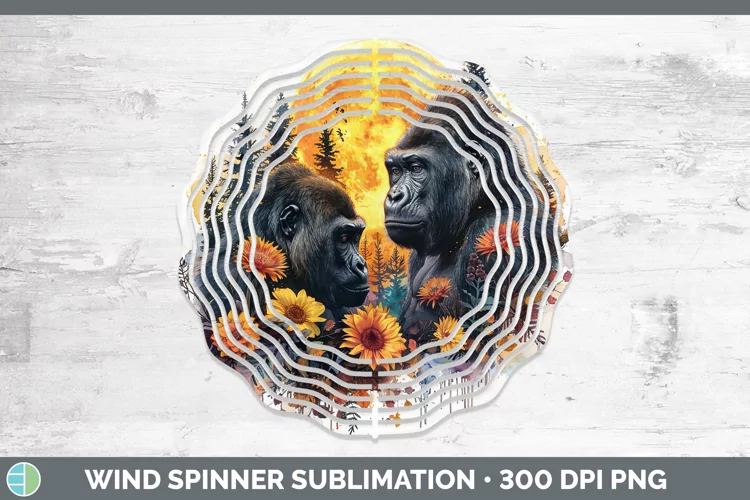 Autumn Gorilla Wind Spinner Sublimation Spinner Designs