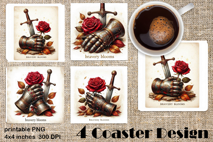 Fantasy Sword & Roses | Autumn Gothic Coaster Sublimation