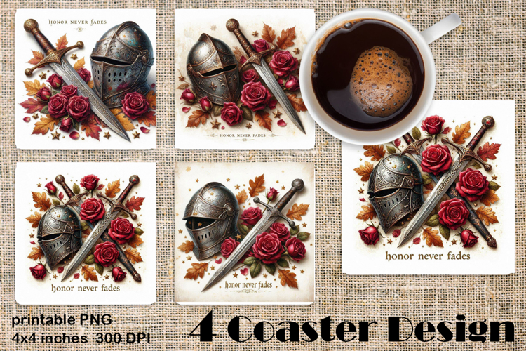 Fantasy Sword & Roses | Autumn Gothic Coaster Sublimation