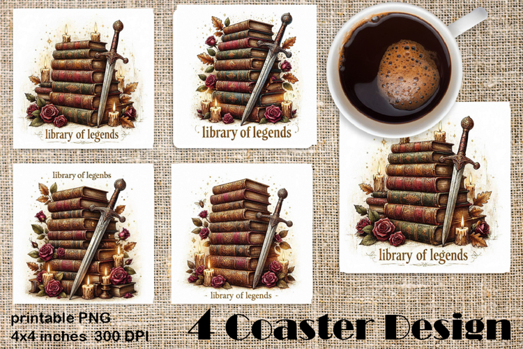 Fantasy Sword & Roses | Autumn Gothic Coaster Sublimation