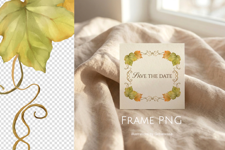 Rustic Autumn Grapevine Frame PNG Clipart