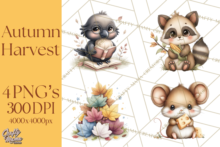 Autumn Harvest Cottagecore Watercolor Clipart PNG