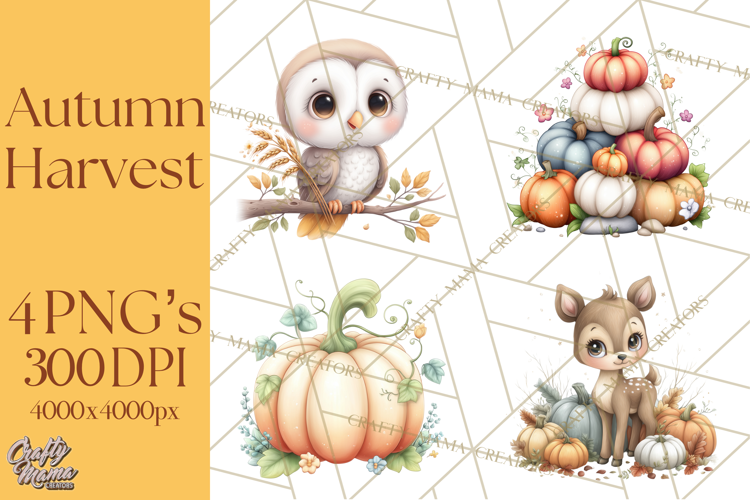 Autumn Harvest Cottagecore Watercolor Clipart PNG