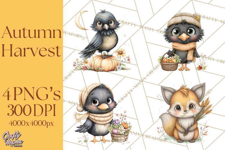 Autumn Harvest Cottagecore Watercolor Clipart PNG