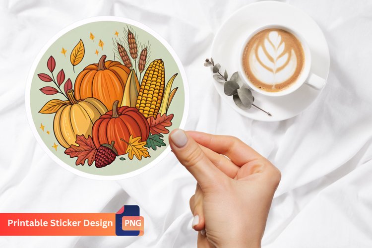 Autumn Harvest Stickers, Harvest Pumpkin Stickers example image 1