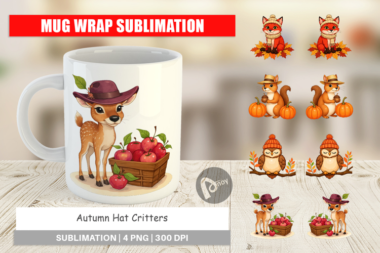 Mug Wrap Autumn Hat Critters