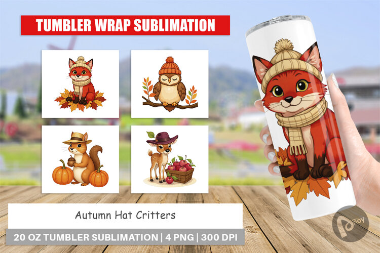 Tumbler Autumn Hat Critters example image 1