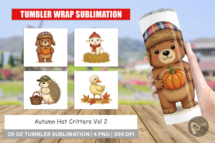 Tumbler Autumn Hat Critters example image 1