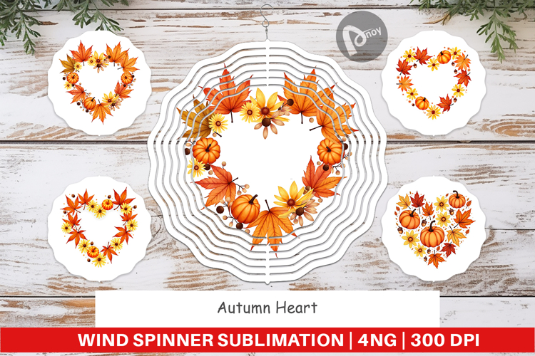 Autumn Heart Wind Spinner