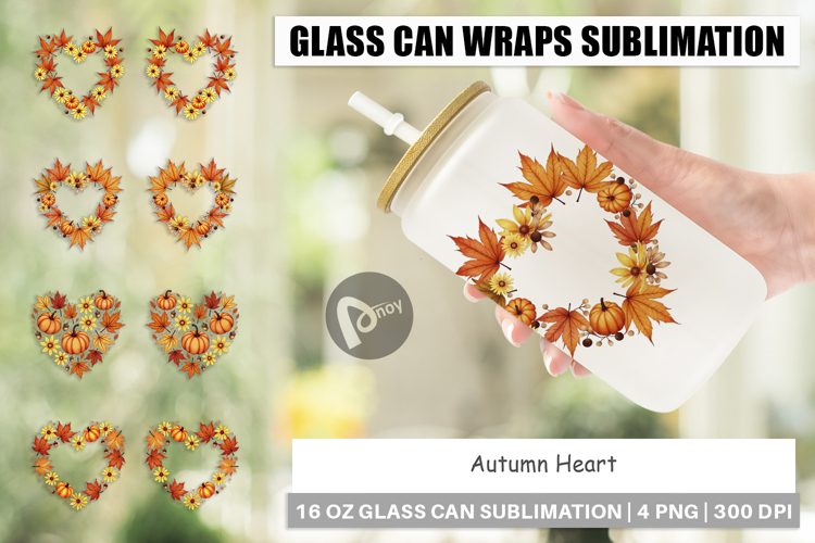 Autumn Heart Glass Can