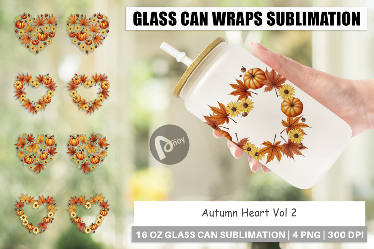 Autumn Heart Glass Can