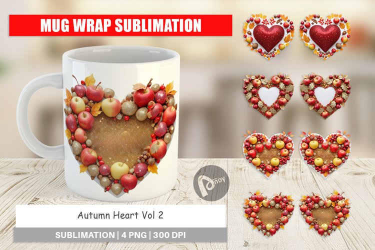 Mug Wrap Design Autumn Heart example image 1