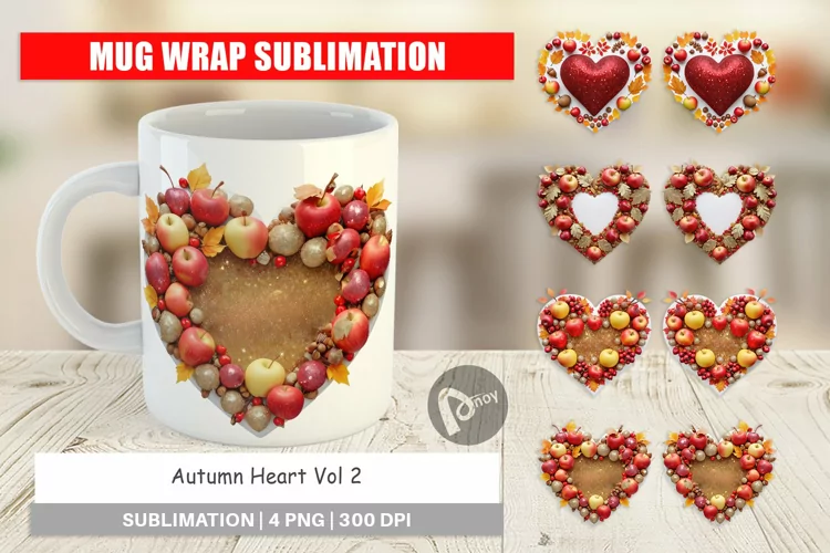 Mug Wrap Design Autumn Heart