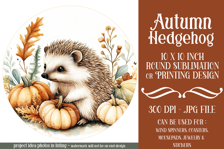 Autumn Hedgehog Wind Spinner, Autumn Hedgehog Round, d1 example image 1