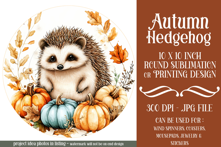 Autumn Hedgehog Wind Spinner, Autumn Hedgehog Round, d2 example image 1