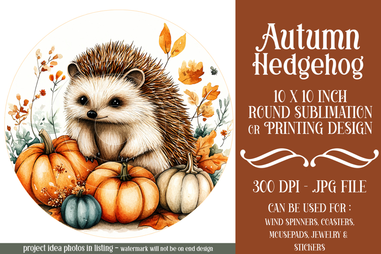 Autumn Hedgehog Wind Spinner, Autumn Hedgehog Round, d4 example image 1