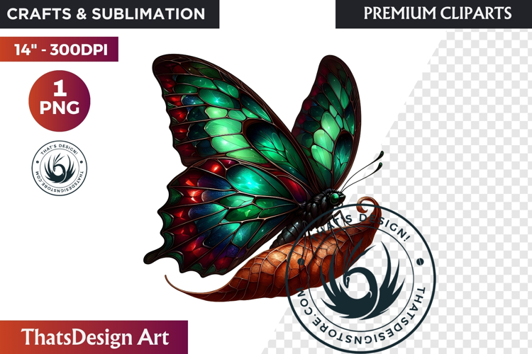 Autumn Butterfly Clipart: Moody Dark Floral Jewels PNG