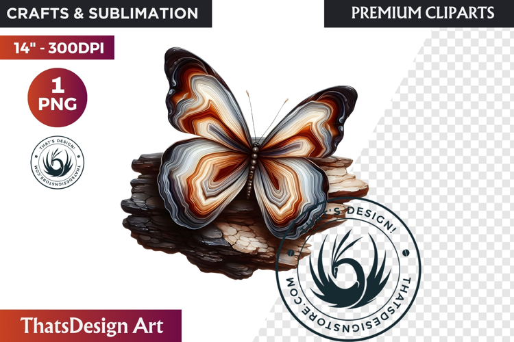 Autumn Butterfly Clipart: Moody Dark Floral Jewels PNG