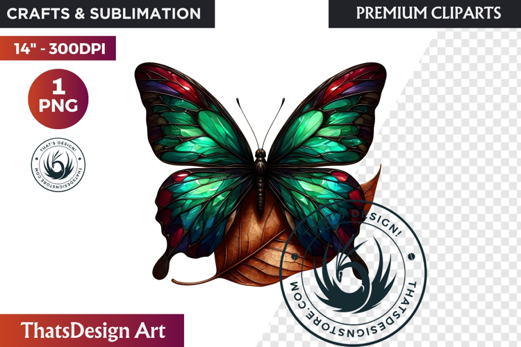 Autumn Butterfly Clipart: Moody Dark Floral Jewels PNG