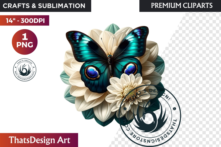 Autumn Jewels Butterfly Clipart: Moody Dark Floral PNG