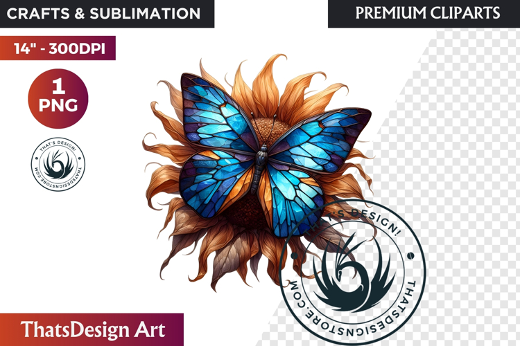 Autumn Butterfly Clipart: Moody Dark Floral Jewels PNG