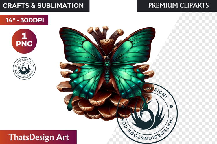 Autumn Butterfly Clipart: Moody Dark Floral Jewels PNG