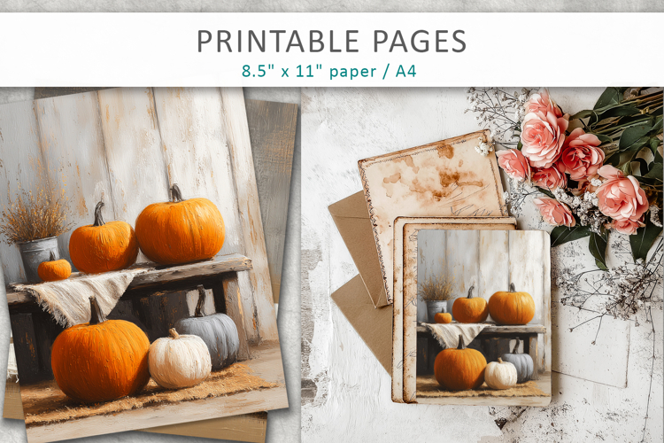 fall junk journal, pumpkin paper