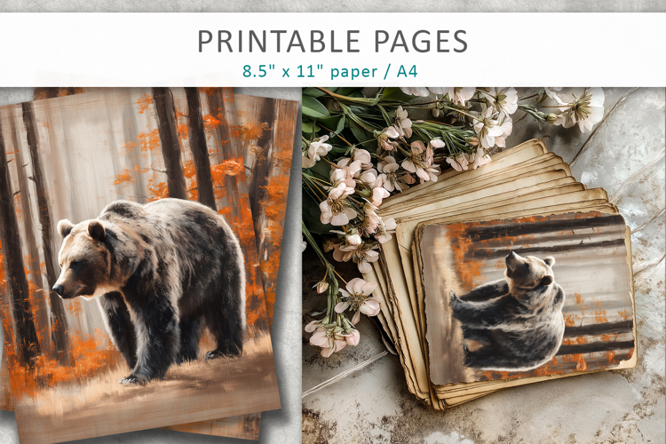 forest animals, fall junk journal