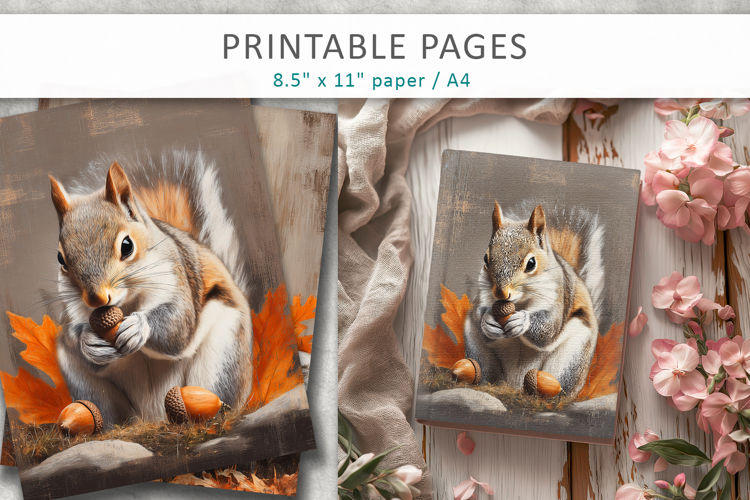 autumn junk journal, forest animals pages